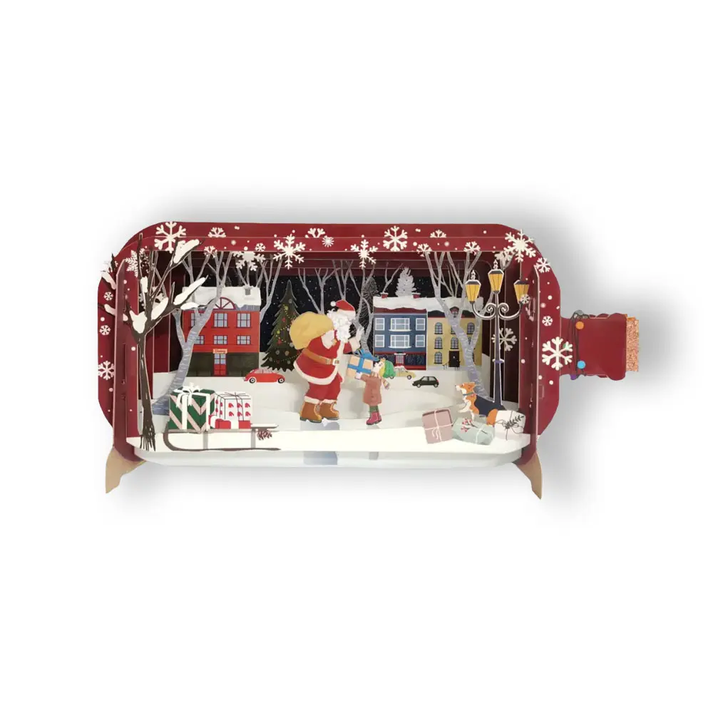 3D Wenskaart Message in a Bottle - Kerstman Cadeautjes