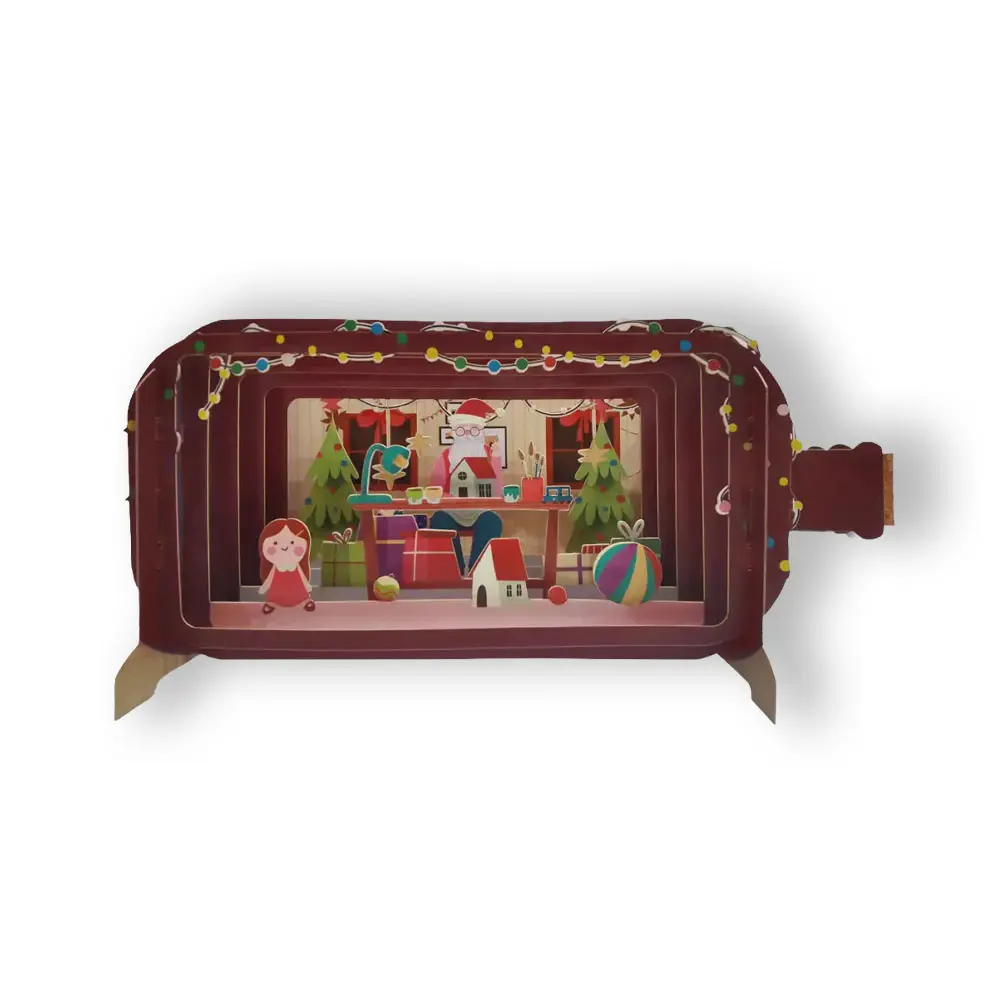 3D Wenskaart Message in a Bottle - Kerstman schildert