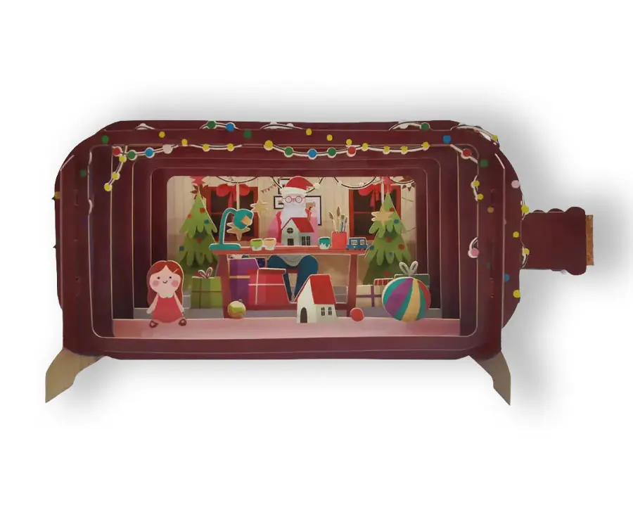 3D Wenskaart Message in a Bottle - Kerstman schildert