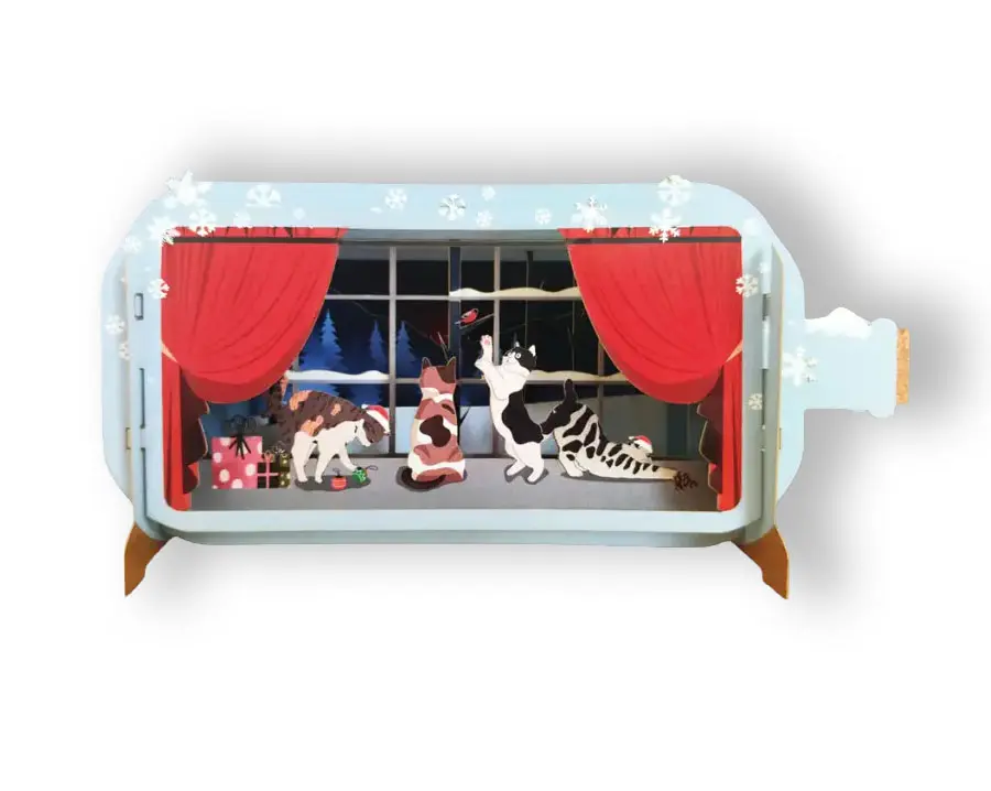3D Wenskaart Message in a Bottle - Katten