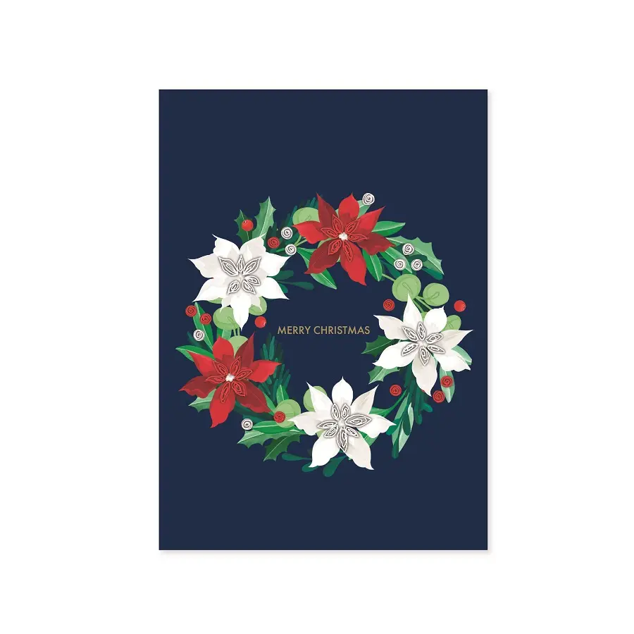 Wenskaart Origamo Kerstkrans - Merry Christmas