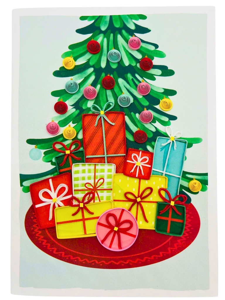 Wenskaart Origamo - Kerstboom met cadeautjes