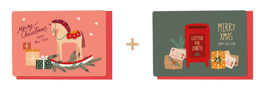 Doos met 10 wenskaarten - 2 designs Flock 1