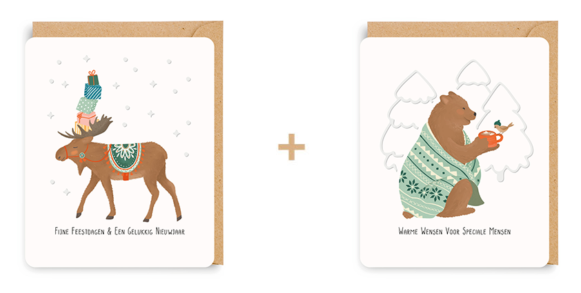 Doosje 8 wenskaarten - 2 designs Little Stories 7300