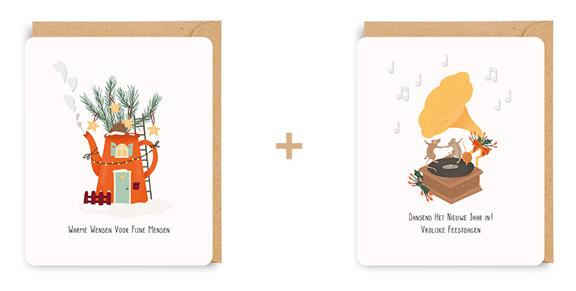 Doosje 8 wenskaarten - 2 designs Little Stories 7306