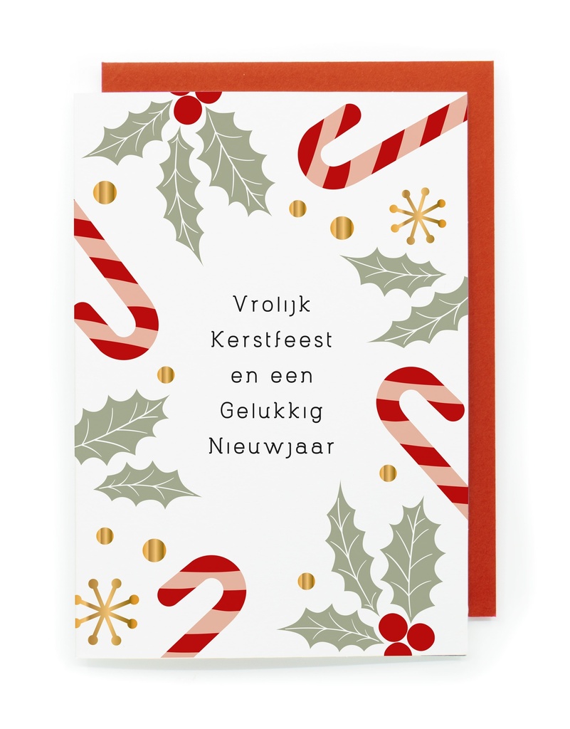 Doosje 8 wenskaarten JJ -Vrolijk Kerstfeest en een Gelukkig Nieuwjaar