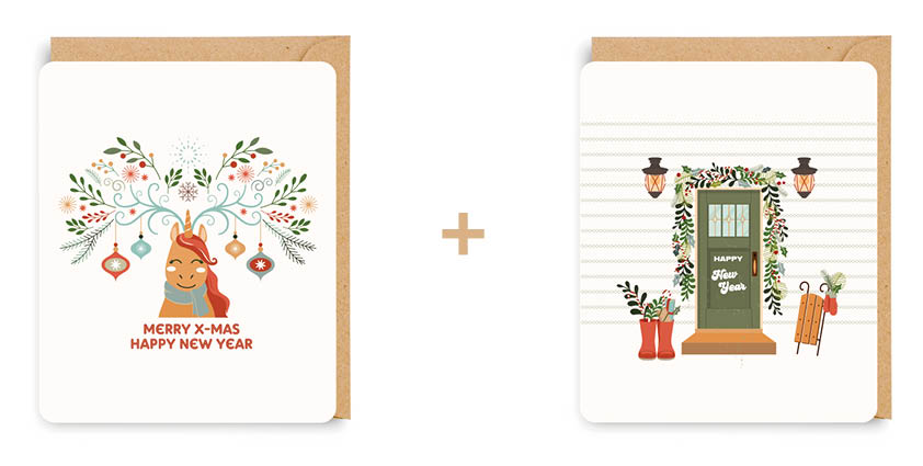 Doosje 8 wenskaarten - 2 designs Justainble 7268