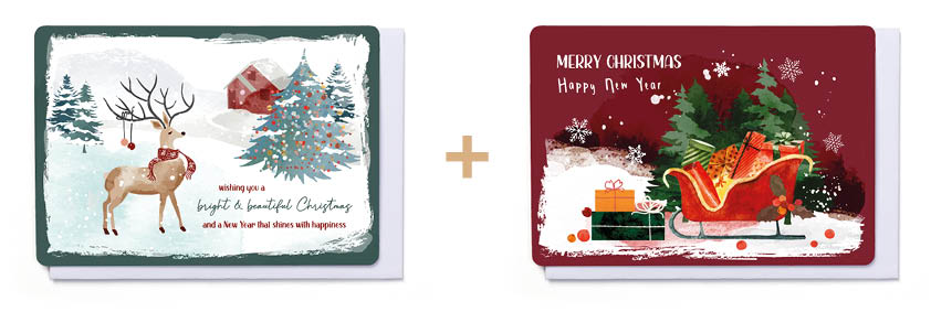 Box 10 wenskaarten - 2 designs Frosty Forest 7249