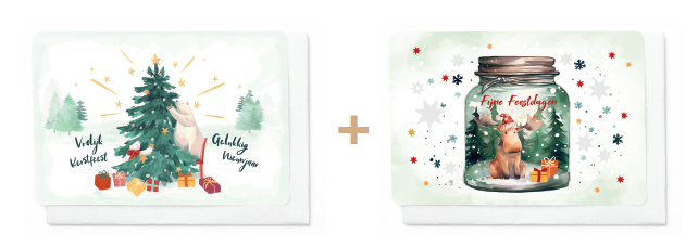 Box 10 wenskaarten - 2 designs Frosty Forest 7471