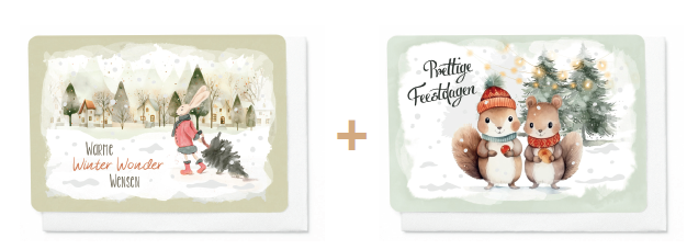 Box 10 wenskaarten - 2 designs Frosty Forest 7472