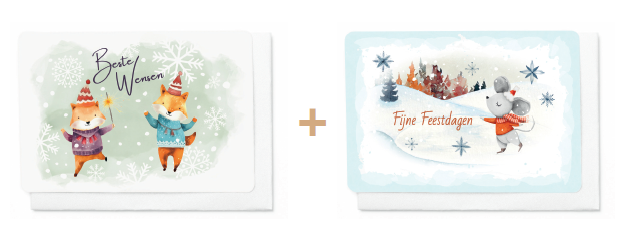 Box 10 wenskaarten - 2 designs Frosty Forest 7473