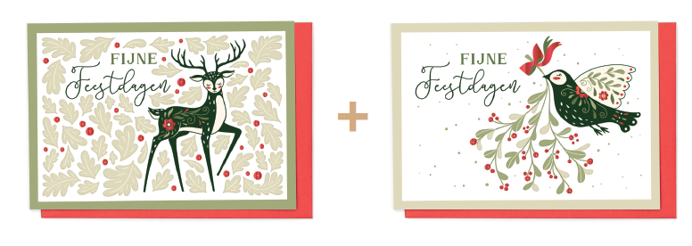 Box 10 wenskaarten - 2 designs Nordic Noël 7480