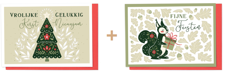 Box 10 wenskaarten - 2 designs Nordic Noël 7481
