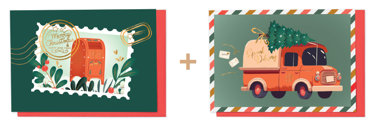 Box 10 wenskaarten - 2 designs Special Delivery 7592