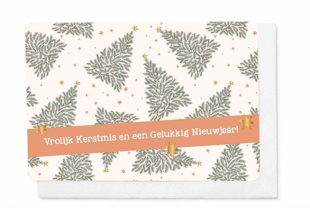 Pakje 5 wenskaarten - Vrolijk Kerstmis en een Gelukkig Nieuwjaar