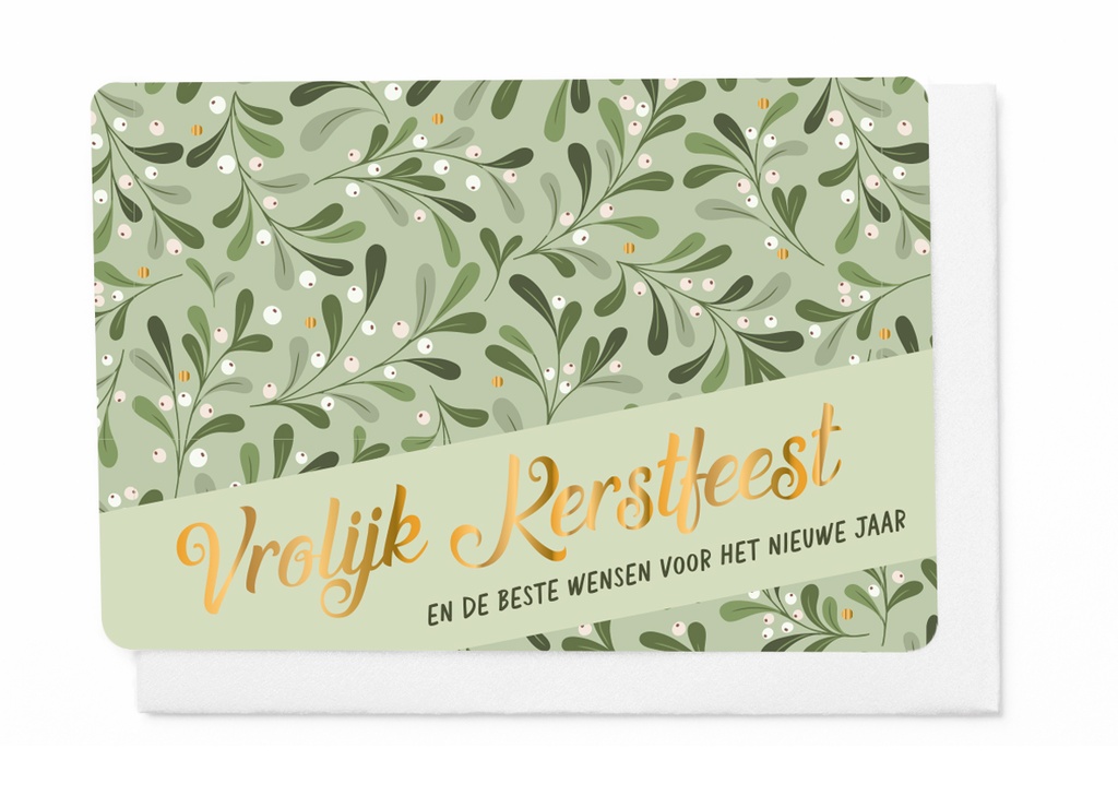 Pakje 5 wenskaarten - Vrolijk Kerstfeest en de beste wensen voor het nieuwe jaar