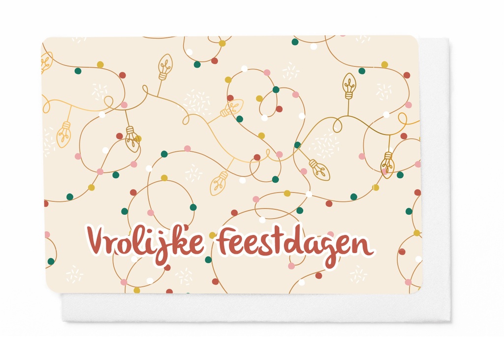 Pakje 5 wenskaarten - Vrolijke Feestdagen