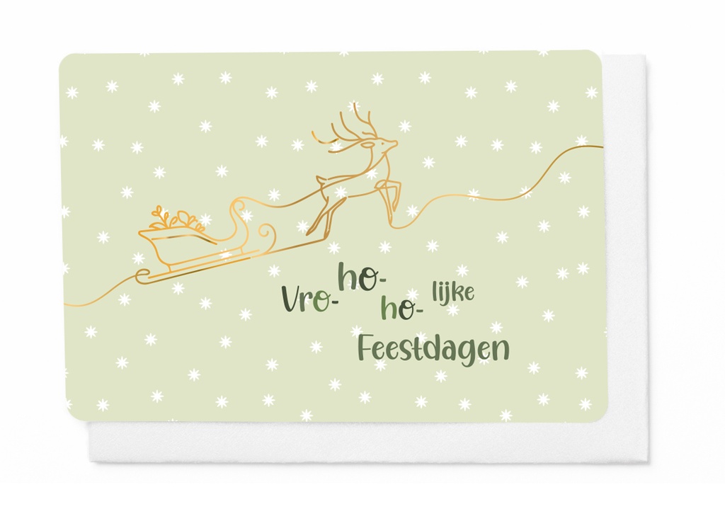 Pakje 5 wenskaarten - Vro ho ho lijke Feestdagen