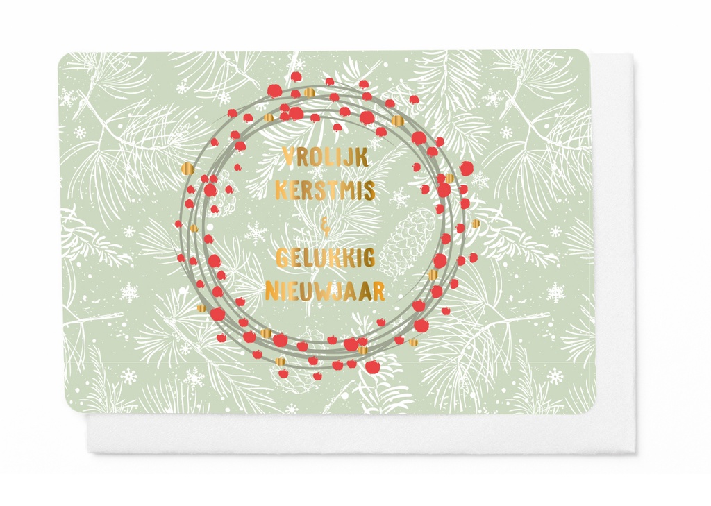 Pakje 5 wenskaarten - Vrolijk Kerstmis & Gelukkig Nieuwjaar