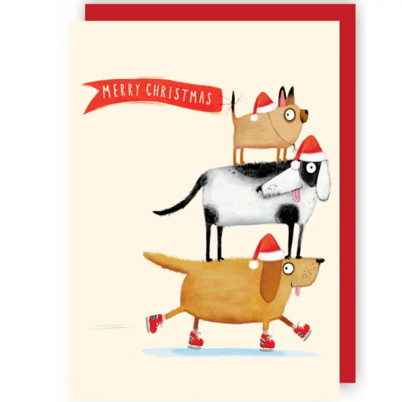 Wenskaart CR - Kerst Skate Dogs