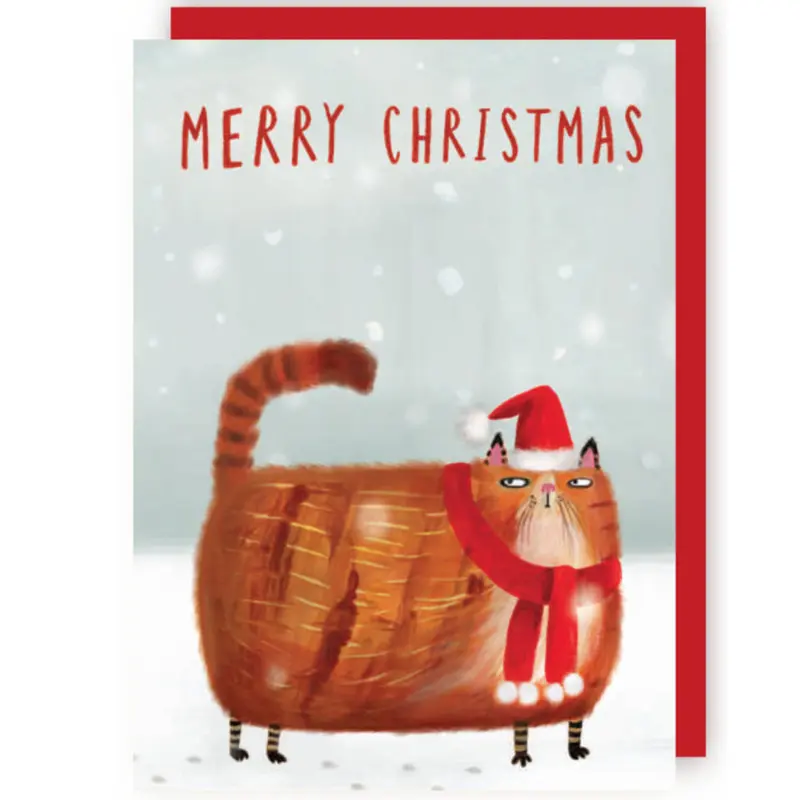 Wenskaart CR - Kat in Sneeuw