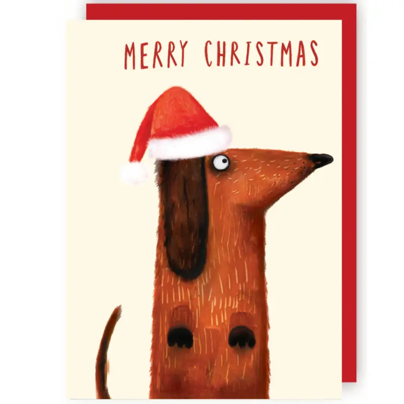 Wenskaart CR - Kerst Teckel