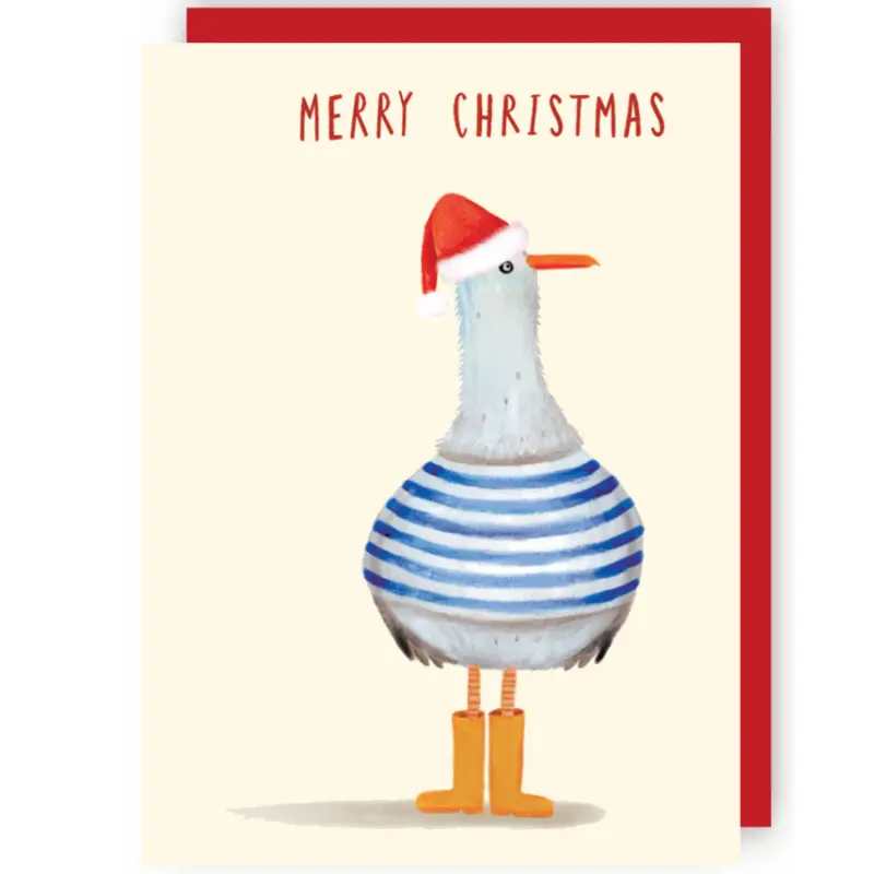 Wenskaart CR - Kerst Zeemeeuw