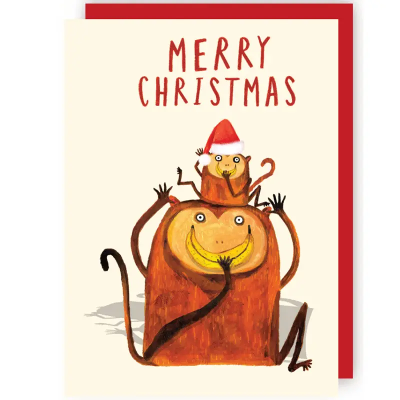 Wenskaart CR - Kerst Aapjes