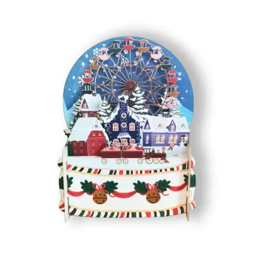 [AJDXPOP051] Pop-Up Carte de voeux Village