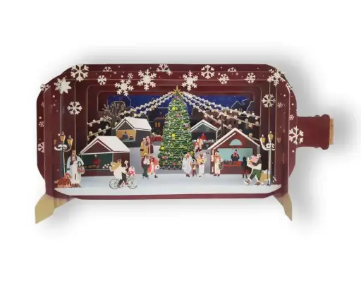 [AJDXMIB114] 3D Wenskaart Message in a Bottle - Kerstmarkt