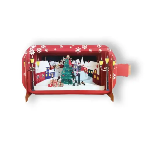 [AJDXMIB133] 3D Wenskaart Message in a Bottle - Kerstdorp
