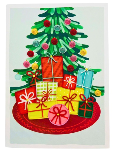 [ETOQT016] Wenskaart Origamo - Kerstboom met cadeautjes