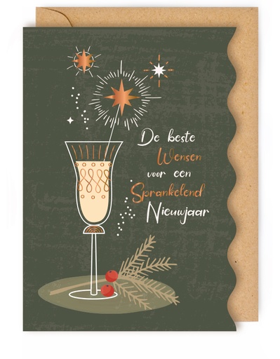 [ETDTE7513] Doosje 8 wenskaarten DTE - De beste wensen voor een sprankelend Nieuwjaar