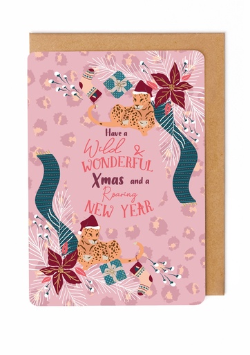 [ETCC7237] Doosje 8 wenskaarten - Have a wild & wonderful Xmas and a roaring New Year 