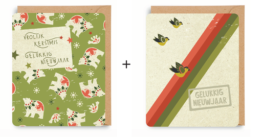 [ETJU1635] Doosje 8 wenskaarten - 2 designs Justainable 1635