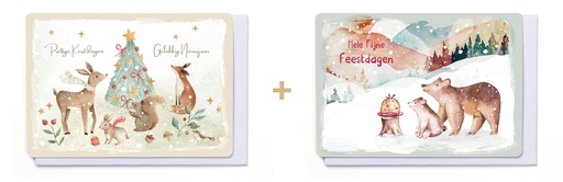 [ETFF7326] Box 10 wenskaarten - 2 designs Frosty Forest 7326