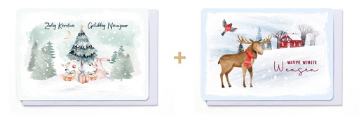 [ETFF7328] Box 10 wenskaarten - 2 designs Frosty Forest 7328