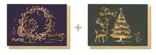 [ETGG7584] Box met 10 wenskaarten - 2 designs Gold Glow 7584