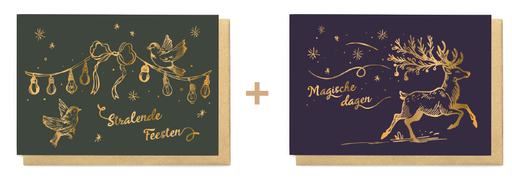 [ETGG7585] Box met 10 wenskaarten - 2 designs Gold Glow 7585