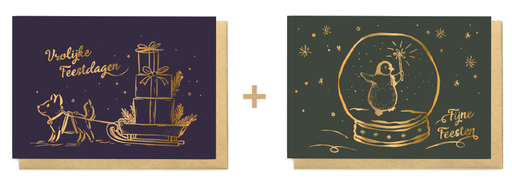 [ETGG7586] Box met 10 wenskaarten - 2 designs Gold Glow 7586