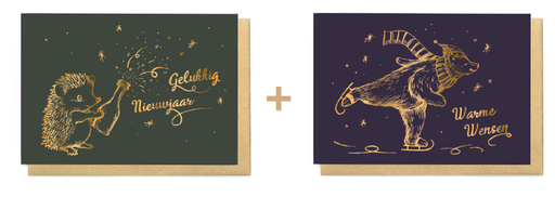 [ETGG7587] Box met 10 wenskaarten - 2 designs Gold Glow 7587