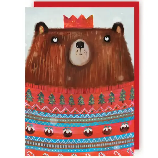 [CRX022] Wenskaart CR - Beer met kersttrui